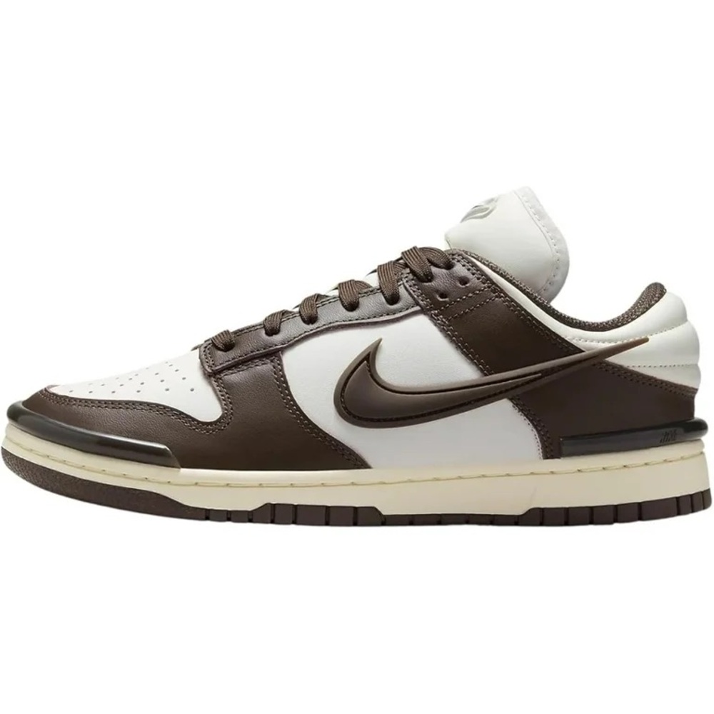 Nike Women’s Dunk Low Twist Chocolate Brown and White Sneakers